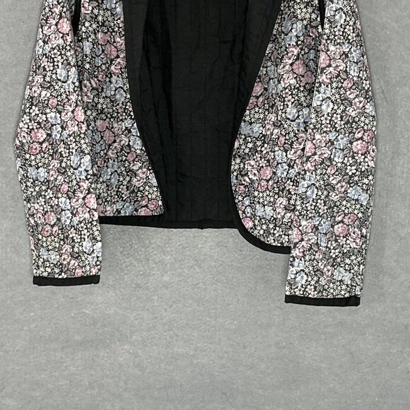 Quilted Jacket Womens Sz L/XL? Dark Floral Lightweight‎ Cropped Cottagecore - Picture 4 of 10
